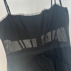 BRAND NEW BCBG 
Oly Tiered Ruffle Tulle Evening Gown - BLACK / 16